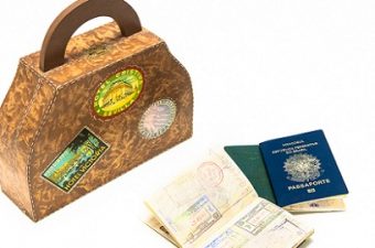 bolsa e passaporte para viagem