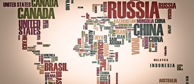 mapa mundi com nome de países