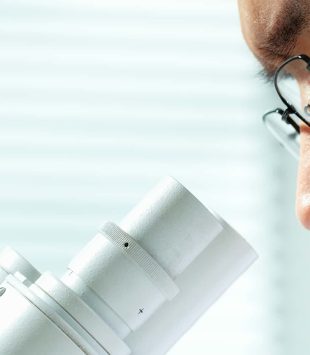 cientistas olhando para microscópio