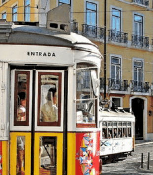 bonde no centro de Lisboa, em Portugal