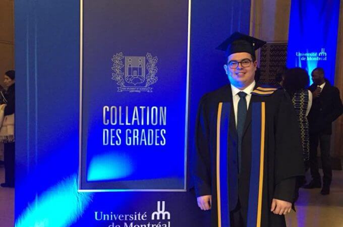 Diego em sua formatura da Université de Montréal