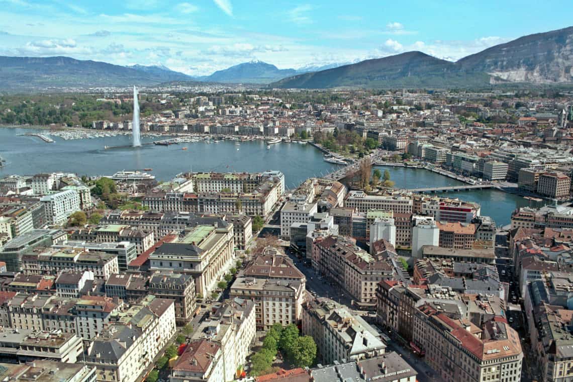 Genebra, na Suíça - visão aérea