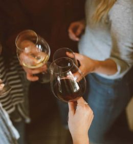 cinco pessoas brindando com taças de vinho - wintour - mestrado em turismo do vinho