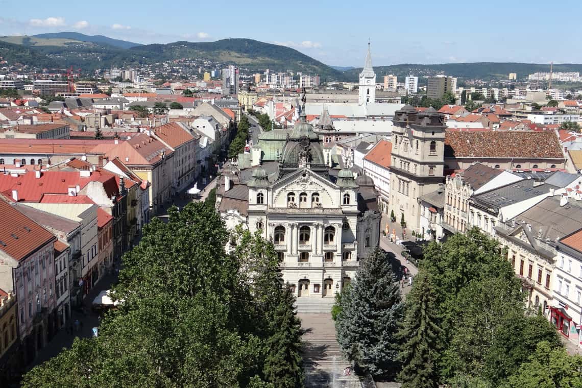 Vista aérea da cidade de Kosice, na Eslováquia