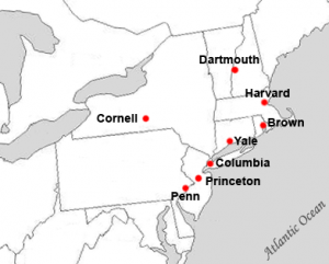 Localização das Ivy League