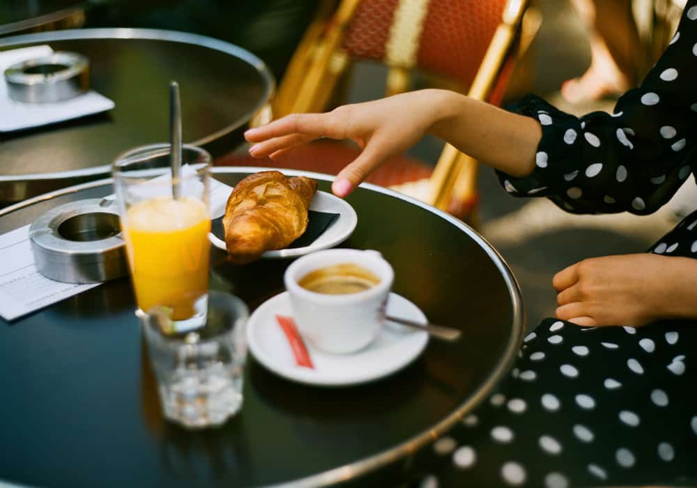 Comidas em um café